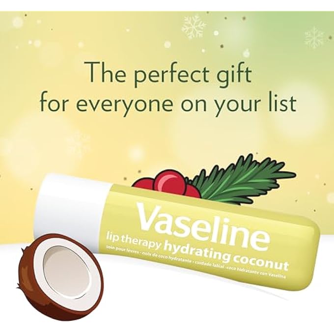 Vaseline LIP THERAPY HOLIDAY EDITION COCONUT MACAROON, REFRESHING HYDRATION WITH PETROLEUM JELLY, 2 PACK WITH 4 STICKS, 0.16 OZ EACH - Image 4